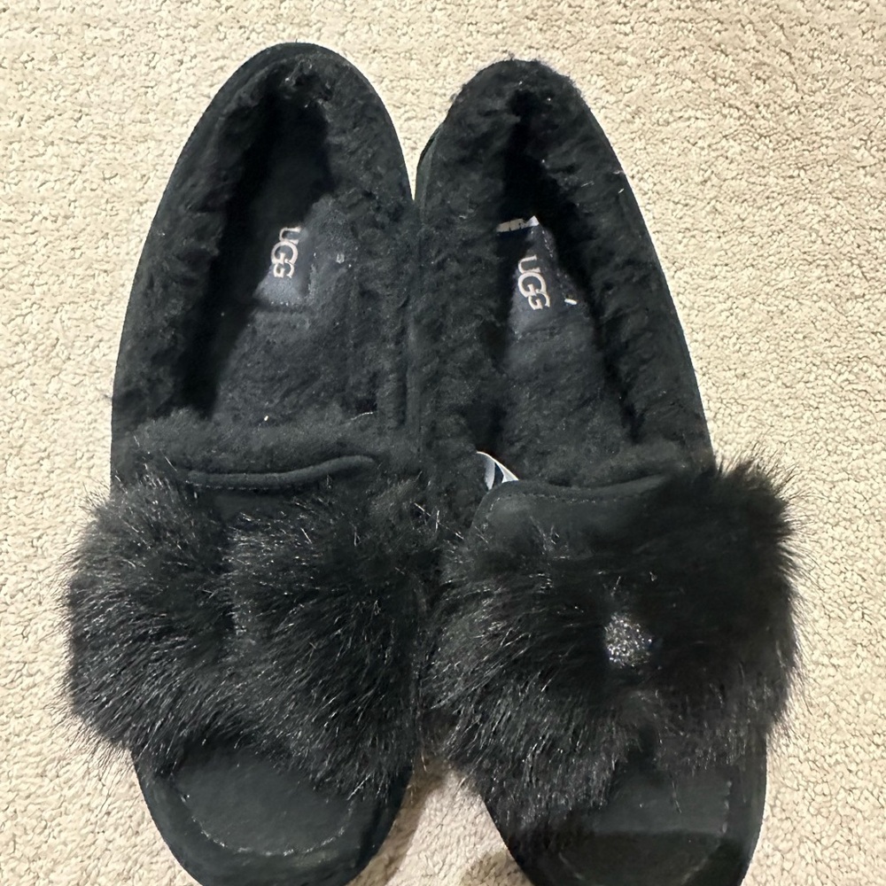 UGG Women's Black Fur Slippers